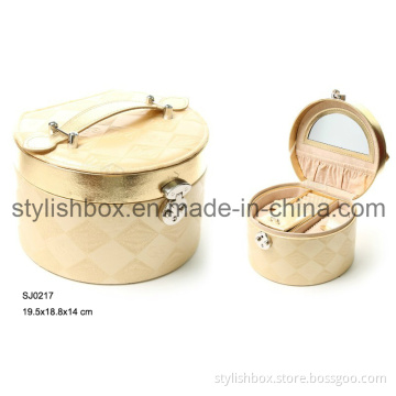 Round Portable Fashion PU Jewelry Beauty Box (SJ0217)